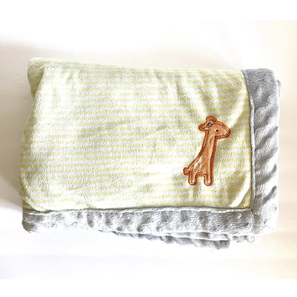Carters Baby Sherpa Blanket Orange Giraffe Yellow Stripe Gray Trim Child Of Mine